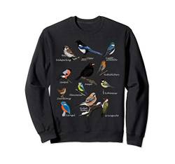 Gartenvögel Vogel Zeichnung Amsel Blaumeise Rotkehlchen Sweatshirt von jz.birds