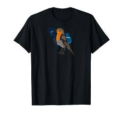 Rotkehlchen Vogel Einschulung Schultüte Schulanfang T-Shirt von jz.birds