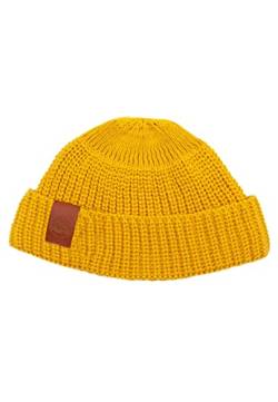 kabak Burglar Beanie Atmungsaktive Kurze Strickmütze aus Bio-Baumwolle Street Style Unisex-Kopfwärmer-Fischermütze, Gelb von kabak