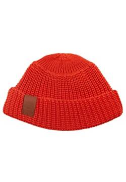 kabak Burglar Beanie Atmungsaktive Kurze Strickmütze aus Bio-Baumwolle Street Style Unisex-Kopfwärmer-Fischermütze, Orange von kabak