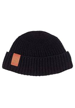 kabak Burglar Beanie Atmungsaktive Kurze Strickmütze aus Bio-Baumwolle Street Style Unisex-Kopfwärmer-Fischermütze, Schwarz von kabak