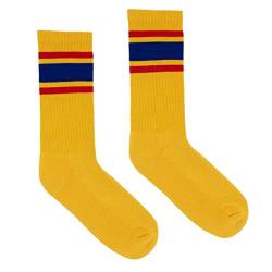 kabak Sportsocken Wadenlang Frottee 80er Retro Style Aerobic Laufen Yoga Unisex Farben Elastisches Bündchen Atmungsaktiv, Gelb/Rot 36-41 EU von kabak