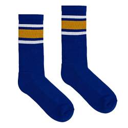 kabak Sportsocken Wadenlang Frottee 80er Retro Style Aerobic Laufen Yoga Unisex Farben Elastisches Bündchen Atmungsaktiv, Marine 36-41 EU von kabak