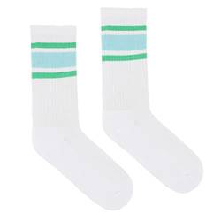 kabak Sportsocken Wadenlang Frottee 80er Retro Style Aerobic Laufen Yoga Unisex Farben Elastisches Bündchen Atmungsaktiv, Weiß/Mint 36-41 EU von kabak