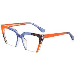 kachawoo Anti Blaues Licht Gläser Frauen Quadratische Gläser Rahmen Große Mode Brillen Half Frame (orange blue leopard) von kachawoo