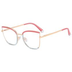 kachawoo Anti Blue Light Gläser Frauen Cat Eye Gläser Rahmen TR90 Eyewear Metall Brillen Big Frame (pink blue gold) von kachawoo