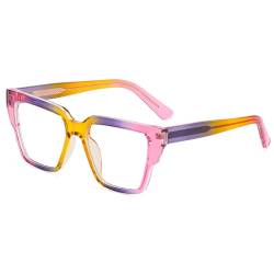 kachawoo Blaues Licht Filter Gläser Frauen Big Frame Square Brillen Optische TR90 Gläser Rahmen UV Schutz (multi color frame) von kachawoo