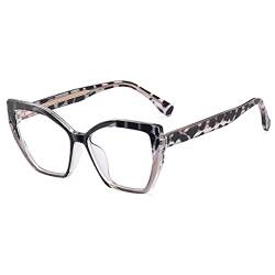 kachawoo Cat Eye Brillen Rahmen Anti Blaulicht Optische Brillen Frauen Polygon TR90 Brillen (leopard with clear) von kachawoo