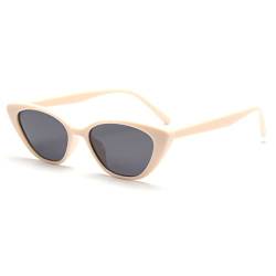 kachawoo Cat Eye Polarisierte Sonnenbrille Frauen Retro Stil Sonnenbrille Männer TR90 Rahmen Sonnenschirme Vintage (beige with grey) von kachawoo