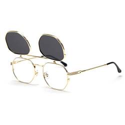 kachawoo Flip Up Sonnenbrille Männer Polarisierte Sonnenbrille Metall Mode Brillen Frauen Brillen Rahmen (gold with black) von kachawoo