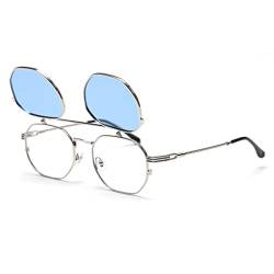 kachawoo Flip Up Sonnenbrille Männer Polarisierte Sonnenbrille Metall Mode Brillen Frauen Brillen Rahmen (silver with blue) von kachawoo