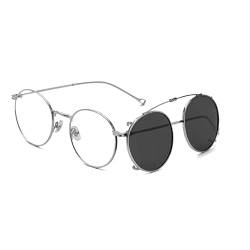 kachawoo Flip-up Gläser mit polarisierten Sonnenbrillen Lens Clip auf Sonnenbrillen für Männer Frauen Grün Rosa Blau Multifunktionsrahmen (silver with black) von kachawoo