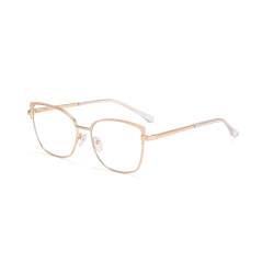 kachawoo Frauen Computer Gläser Blaues Licht Filter Linse Verschreibung Brillen Cat Eye Rahmen Lesen Computer Myopie Eyewears (gold with clear) von kachawoo