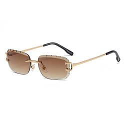 kachawoo Geschnittene rahmenlose Sonnenbrille randlose ovale rechteckige Sonnenbrille mit geschnittener UV400-Linse Golf Luxury Designer Eyewears (gold with brown) von kachawoo