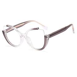 kachawoo Halb randlose Vintage Mode Gläser Rahmen Cat Eye Große rahmenlose blaue Licht Eyewears Elegante Brillen für Frauen 2023 (clear gray frame) von kachawoo
