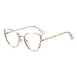 kachawoo Klassische Cat Eye Brille Rahmen Mode Metall TR90 Eyewears Elegante Anti Blue Light Prescription Brillen für Frauen (clear gold frame) von kachawoo