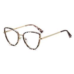 kachawoo Klassische Cat Eye Brille Rahmen Mode Metall TR90 Eyewears Elegante Anti Blue Light Prescription Brillen für Frauen (leopard gold frame) von kachawoo