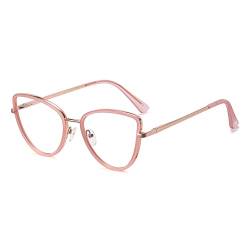 kachawoo Klassische Cat Eye Brille Rahmen Mode Metall TR90 Eyewears Elegante Anti Blue Light Prescription Brillen für Frauen (pink with clear) von kachawoo