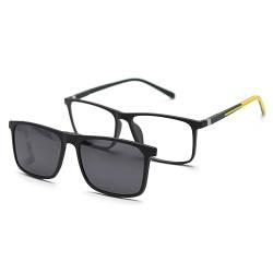 kachawoo Magnetische Clip-on Sonnenbrille Polarisierte Quadratische Sonnenbrille Männer Frauen Fahren Brillen (black yellow frame) von kachawoo