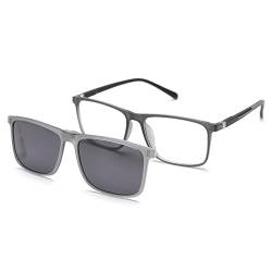 kachawoo Magnetische Clip-on Sonnenbrille Polarisierte Quadratische Sonnenbrille Männer Frauen Fahren Brillen (gray) von kachawoo