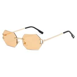 kachawoo Octagon Randlose Sonnenbrille für Männer Frauen Polygon Rahmenlose Sonnenbrille Uv400 Gold Metallbeine Brille Unisex für Partyurlaub (light orange lens) von kachawoo