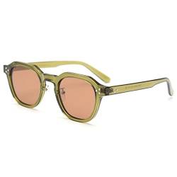 kachawoo Polarisierte Sonnenbrille Frauen TR90 Rahmen Sonnenbrille Polygon Männer Retro Gläser (olive green brown) von kachawoo