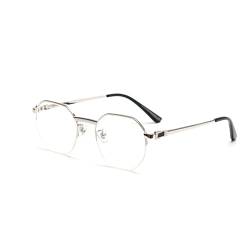 kachawoo Polygon Gradient Lens Sonnenbrille für Damen Halbrahmen Metall Vintage Sonnenbrille Achteckig Brand Design Eyewear UV400 Schutz (silver with clear) von kachawoo