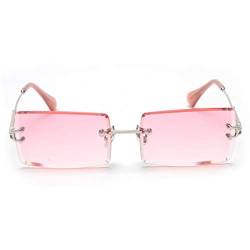 kachawoo Rahmenlose Sonnenbrille Damen Randlose Quadratische Rechteckige Sonnenbrille für Mädchen Weihnachtsgeschenke (Clear pink) von kachawoo