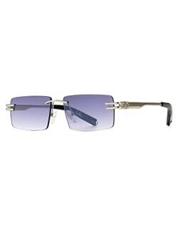 kachawoo Randlose Herren-Sonnenbrille mit Verlaufslinsen, Retro-Rechteck-Sonnenbrille für Männer und Frauen, rahmenlose Brille, modisches Markendesign (silver with grey) von kachawoo