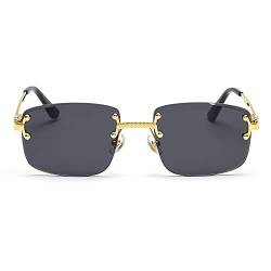 kachawoo Randlose Sonnenbrille Quadratische Farbverlauf Rahmenlose Brille Vintage Retro Brillen (gold with black) von kachawoo