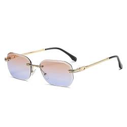 kachawoo Randlose Sonnenbrille Trimmlinse Sonnenbrille mit Diamant-Strasssteinen Brand Design Luxury Sense Women Eyewears (brown blue lens) von kachawoo