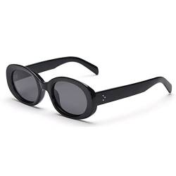 kachawoo Retro ovale Sonnenbrille polarisierte Männer Frauen Mode Sonnenbrille mit UV400 Schutz Fahrbrille (black) von kachawoo