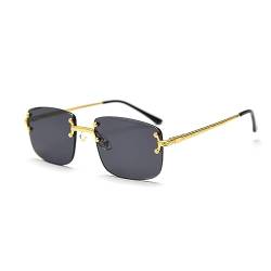 kachawoo Rimless Gradient Sonnenbrille Für Frauen Retro Quadrat Sonnenschirme Männer Mädchen Rahmenlose Gläser Mode Luxus Brillen (gold with black) von kachawoo