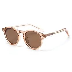 kachawoo Runde Sonnenbrille Polarisierte UV400 Mode Brillen für Männer Frauen TR90 Rahmen Sonnenbrille (brown) von kachawoo