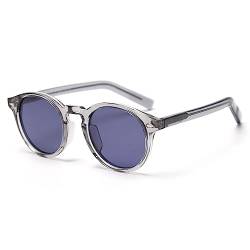 kachawoo Runde Sonnenbrille Polarisierte UV400 Mode Brillen für Männer Frauen TR90 Rahmen Sonnenbrille (grey blue lens) von kachawoo