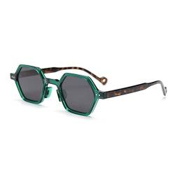 kachawoo Sechseckige polarisierte Retro-Sonnenbrille Promi-Influencer-Sonnenbrille für Street Snap Selfie Ins Trending Shades (blue leopard gray) von kachawoo
