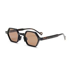 kachawoo Sechseckige polarisierte Retro-Sonnenbrille Promi-Influencer-Sonnenbrille für Street Snap Selfie Ins Trending Shades (brown gray lens) von kachawoo