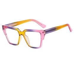 kachawoo TR90 Large Big Frame Gläser Kontrast Candy Farbe Regenbogen All-Match Brillen Rezept Eyewear Myopie (colorful frame) von kachawoo