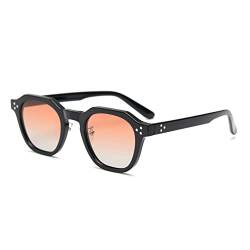 kachawoo TR90 Polarisierte Sonnenbrille für Frauen Mens Square Polygon Retro Vintage Sonnenbrille Dicker Rahmen Luxus Brand Design Brillen (black with orange) von kachawoo