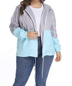 kacocob Damen Übergröße Regenjacke Leichte Kapuze Regenmantel Windbreaker, blau, 6X-large von kacocob