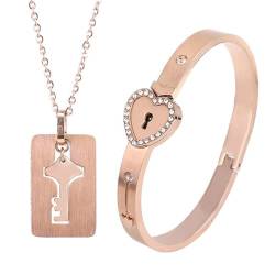 kakazoomm store Liebesschloss Paar Armband Halskette Männer und Frauen konzentrisch ineinandergreifend Valentinstag Geschenk von kakazoomm store