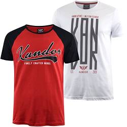 kandor T Shirt Herren - 2er Pack, Grafik T-Shirts für Männer, 100% Baumwolle Rundhals T-Shirt mit Druck, Sommer Herren-T-Shirt Set, Casual Stylische Tshirts, Flores, XL von kandor