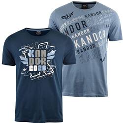 kandor T Shirt Herren - 2er Pack, Grafik T-Shirts für Männer, 100% Baumwolle Rundhals T-Shirt mit Druck, Sommer Herren-T-Shirt Set, Casual Stylische Tshirts, Martanez, M von kandor