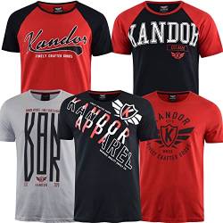 kandor T Shirt Herren - 5er Pack, Grafik T-Shirts für Männer, 100% Baumwolle Rundhals T-Shirt mit Druck, Sommer Herren-T-Shirt Set, Casual Stylische Tshirts(L,Mordeno) von kandor