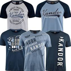 kandor T Shirt Herren - 5er Pack, Grafik T-Shirts für Männer, 100% Baumwolle Rundhals T-Shirt mit Druck, Sommer Herren-T-Shirt Set, Casual Stylische Tshirts(M,Welch) von kandor