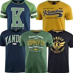 kandor T Shirt Herren - 5er Pack, Grafik T-Shirts für Männer, 100% Baumwolle Rundhals T-Shirt mit Druck, Sommer Herren-T-Shirt Set, Casual Stylische Tshirts(S,Mendoza) von kandor