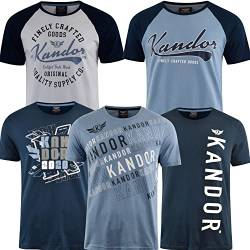 kandor T Shirt Herren - 5er Pack, Grafik T-Shirts für Männer, 100% Baumwolle Rundhals T-Shirt mit Druck, Sommer Herren-T-Shirt Set, Casual Stylische Tshirts(S,Welch) von kandor