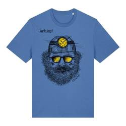 karlskopf Cooles Herren T-Shirt mit Aufdruck Bergmann aus Bio-Baumwolle, S-3XL, Siebdruck, (3XL, BLAU) von karlskopf