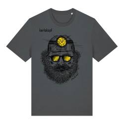 karlskopf Cooles Herren T-Shirt mit Aufdruck Bergmann aus Bio-Baumwolle, S-3XL, Siebdruck, (L, ANTHRAZIT) von karlskopf