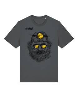 karlskopf Cooles Herren T-Shirt mit Aufdruck Bergmann aus Bio-Baumwolle, S-3XL, Siebdruck, (XXL, ANTHRAZIT) von karlskopf